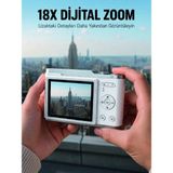 Uzman Toptan Mey Ithalat® Kompakt Dijital Fotoğraf Makinesi Beyaz 18X Dijital Zoom Destekli