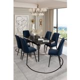 UZMHOME 80x130 Açılabilir Yemek Masası, Yemek Masa Takımı, 6 Kişilik Masa Sandalye