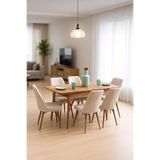 UZMHOME 80x130 Açılabilir Yemek Masası, Yemek Masa Takımı, 6 Kişilik Masa Sandalyeli
