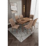 Uzmhome 80X130(Kapalı) 80X170(Açık) Yemek Odası Takımı Mutfak Masası Takımı Yemek Masası 6 Kişilik