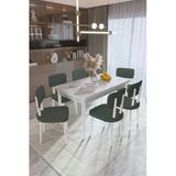 Uzmhome Bella Mutfak Masası Takımı Yemek Odası Takımı Açılabilir Masa 6 Sandalyeli 80 X 130 Masalı