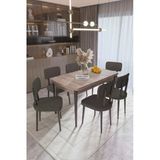 Uzmhome Lyon Mutfak Masası Takımı Yemek Odası Takımı Açılabilir Masa 6 Sandalyeli 80 X 130 Masalı