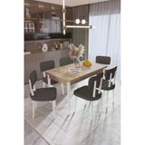 Uzmhome Milano Mutfak Masası Takımı Yemek Odası Takımı Açılabilir Masa 6 Sandalyeli 80 X 130 Masalı