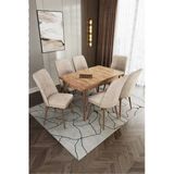 UZMHOME Mizavia Serisi Atlantik Çam 80x130 Açılır Yemek Masası , Yemek Masa Takımı 6 Sandalye