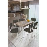 Uzmhome Paris Mutfak Masası Takımı Yemek Odası Takımı Açılabilir Masa 6 Sandalyeli 80 X 130 Masalı