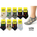 UZN Socks 10 Çift Kız Çocuk Desenli Çorap Seti | Renkli - Pamuklu - Kaymaz Taban | - 1 - 2 Yaş - Gri