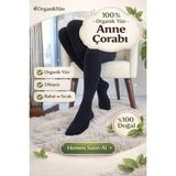 Uzn Socks %100 Organik Yün Anne Çorabı Dikişsiz ve Sıcak Tutan 2’li Set Siyah - 36 - 44