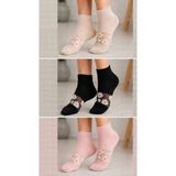 Uzn Socks 3 Çift Kadın Papatya Desenli Transparan Çorap – Ince File Detaylı Yumuşak Soket Çorap - 36 - 41 - Beyaz