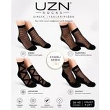 Uzn Socks 4 Çift Kadın Desenli Tül Çorap Seti Ince Soket Çorap Şık Zarif Desenli Çorap - Siyah - 35 - 40