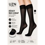 Uzn Socks 5 Çift Siyah Kadın 20 Denye Ince Dizaltı Çorap Pantolon Çorabı Ten Renk - Standart