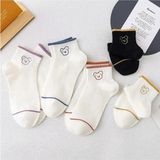 Uzn Socks 5’li Kadın Patik Çorap Sevimli Ayıcık Desenli Pamuklu Günlük Çorap Seti - 36 - 41 - Beyaz