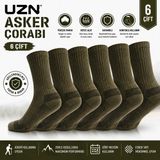 Uzn Socks 6 Çift Asker Çorabı – Pamuklu, Dayanıklı, Nefes Alan Uzun Konç Çorap - 40 - 45 - Yeşil