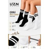 Uzn Socks 6 Çift Siyah Beyaz Kolej Çorap Pamuklu Spor Soket Çorap Unisex Günlük - Çok Renkli - 40 - 44