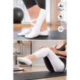 UZN SOCKS Kadın Atletik Çorap 3 Çift Beyaz 36-41 Düz Pamuk Karışımı Yetişkin Kaymaz Nefes Alabilir Esnek Pilates Yoga