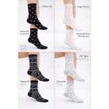 UZN Socks Kadın Desenli Renkli Çorap Seti - 6’lı (Kalp ve Çiçek Desenli, Rahat Günlük Kullanım) - 36 - 40 - Çok Renkli