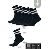 UZN Socks Pamuklu Unisex Kolej Çorap – Siyah Çizgili Spor Çorap (6’lı Set) - 40 - 43
