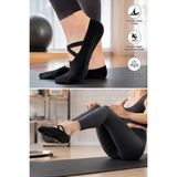 UZN Socks Pilates Çorabı Kaydırmaz Tabanlı Çapraz Bantlı Yoga & Reformer Çorabı Siyah 3 Çift - 35 - 40