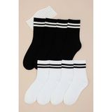 Uzn Socks Unisex 5 Li Paket Siyah Beyaz Çizgili Kolej Çorap (5 Pairs) - 36 - 41