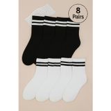 UZN SOCKS Unisex 5 li paket Siyah Beyaz Çizgili Kolej Çorap (5 Pairs)