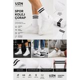 Uzn Socks Unisex Beyaz Siyah Çizgili Kolej Stil Spor Çorap – 6’li Paket Yüksek Pamuk Oranlı - 40 - 45