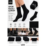 UZN Socks Unisex Kolej Stil Spor Çorap – 6’li Paket Yüksek Pamuk Oranlı - Siyah - 40 - 45