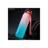 Uzspace 1000ml Motivasyon Matarası, Çift Renk Softtouch Collection, Tritan Spor Su Matarası, Pembe-Turkuaz