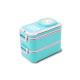 Uzspace 1200 ml Iki Kat Dört Bölme Paslanmaz Çelik Lunch Box Yeni Nesil Sefer Tası-Sos Kaseli MODEL-FFLBOX8023 - Turkuaz