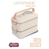 Uzspace 1200 ML İki Kat Dört Bölme Paslanmaz Çelik Lunch Box Yeni Nesil Sefer Tası-Sos Kaseli Model-FFLBOX8023