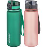 Uzspace 2'li 500 ml FiftyFifty Koyu Yeşil - Pembe Tritan Matara Seti