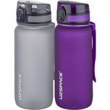 Uzspace 2'li 650 ml Fiftyfifty Gri - Mor Tritan Matara Seti