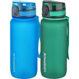 Uzspace 2'li 650 ml Fiftyfifty Mavi - Haki Tritan Matara Seti