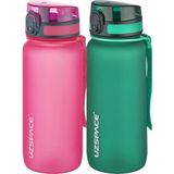 Uzspace 2'li 650 ml Fiftyfifty Pembe - Petrol Tritan Matara Seti