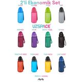 Uzspace 2'Li Pipetli Tritan Matara Seti 400 Ml Fiftyfifty -3024Seta