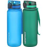 Uzspace 2'li Tritan 800 ml Fiftyfifty Mavi - Haki Matara Seti