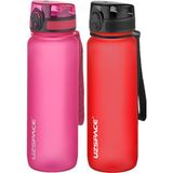 Uzspace 2'li Tritan 800 ml Fiftyfifty Pembe - Bordo Matara Seti