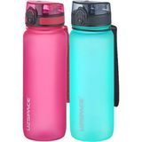 Uzspace 2'li Tritan 800 ml Fiftyfifty Pembe - Koyu Mavi Matara Seti