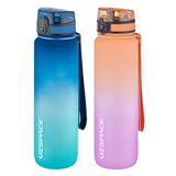 Uzspace 2'li Tritan Matara Seti 1000ml BÜYÜK BOY Çift Renk Softtouch FF Collection Tritan Su Matarası Maviturkuaz-Morturuncu
