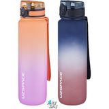 Uzspace 2'li Tritan Matara Seti 1000ML Büyük Boy Çift Renk Softtouch Ff Collection Tritan Su Matarası - Mor - Lacivert
