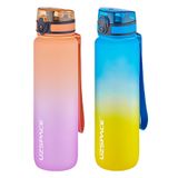 Uzspace 2'li Tritan Matara Seti 1000ml BÜYÜK BOY Çift Renk Softtouch FF Collection Tritan Su Matarası Morturuncu-Sarılacivert