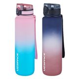 Uzspace 2'li Tritan Matara Seti 1000ml BÜYÜK BOY Çift Renk Softtouch FF Collection Tritan Su Matarası Pembeyeşil-Lacivertkırmızı