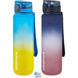 Uzspace 2'li Tritan Matara Seti 1000ML Büyük Boy Çift Renk Softtouch Ff Collection Tritan Su Matarası - Sarı - Lacivert