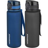 Uzspace 2'li Tritan Matara Seti 500 ml 14 Farklı Renk Seçeneği FiftyFifty Lacivert-Siyah