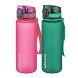 Uzspace 2'li Tritan Matara Seti 500 ml 14 Farklı Renk Seçeneği FiftyFifty Pembe-KoyuYeşil