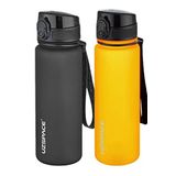 Uzspace 2'li Tritan Matara Seti 500 ml 14 Farklı Renk Seçeneği FiftyFifty Siyah-Turuncu