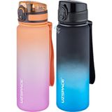 Uzspace 2'li Tritan Matara Seti 500 ml Çift Renk Softtouch Ff Collection Tritan Su Matarası - Mor - Mavi