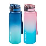 Uzspace 2'li Tritan Matara Seti 500ml Çift Renk Softtouch FF Collection Tritan Su Matarası Maviturkuaz-Pembeyeşil