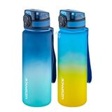 Uzspace 2'li Tritan Matara Seti 500ml Çift Renk Softtouch FF Collection Tritan Su Matarası Maviturkuaz-Sarılacivert