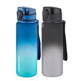 Uzspace 2'li Tritan Matara Seti 500ml Çift Renk Softtouch FF Collection Tritan Su Matarası Maviturkuaz-Siyahbeyaz