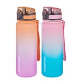 Uzspace 2'li Tritan Matara Seti 500ml Çift Renk Softtouch FF Collection Tritan Su Matarası Morturuncu-Pembeyeşil