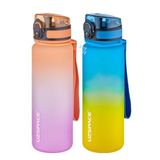 Uzspace 2'li Tritan Matara Seti 500ml Çift Renk Softtouch FF Collection Tritan Su Matarası Morturuncu-Sarılacivert